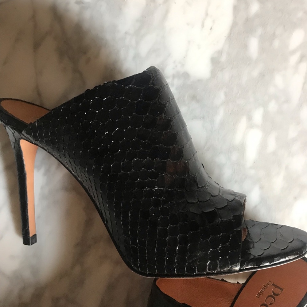 Pedro Garcia Black Python Mule Heels Size 41 - image 6